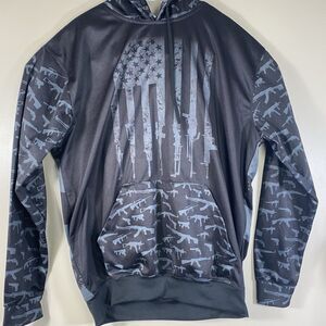 American AF Greater Half Hoodie Men’s Pullover We The People Flag Guns Size 3XL